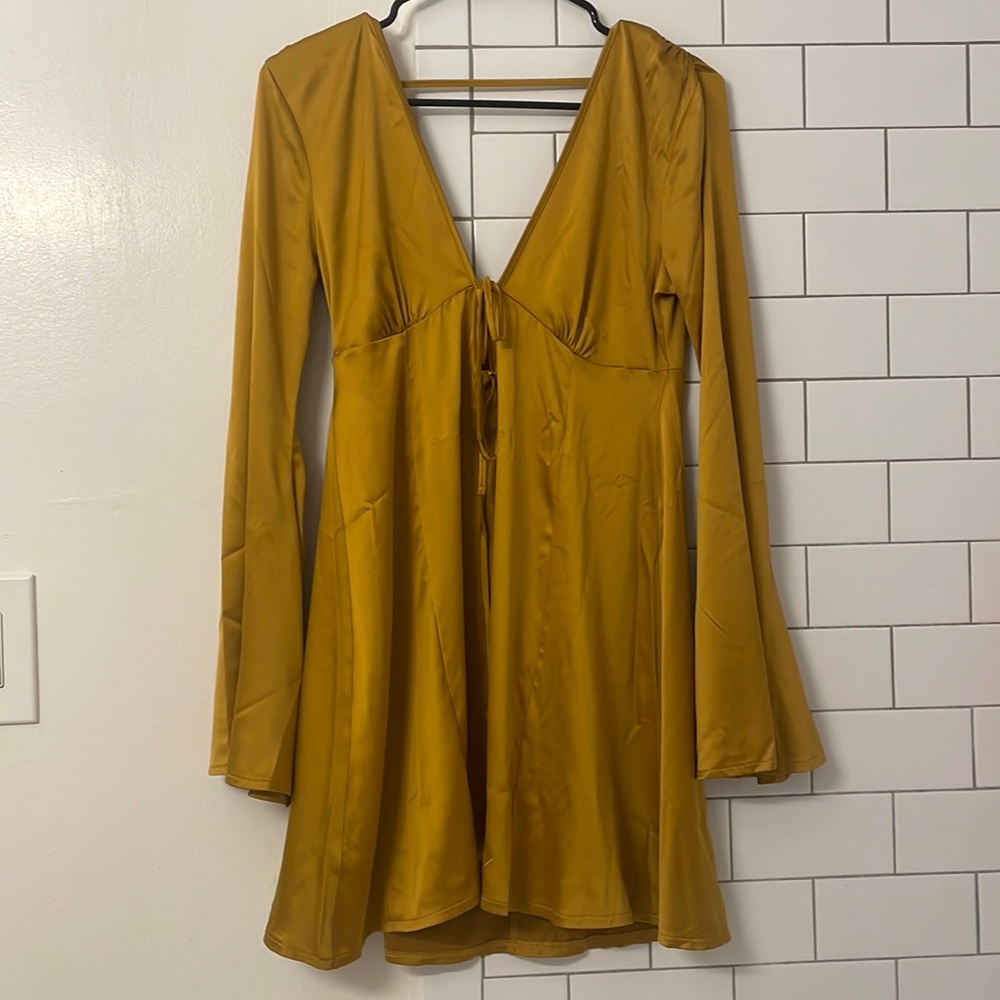 ASOS gold bell sleeved dress, never worn!